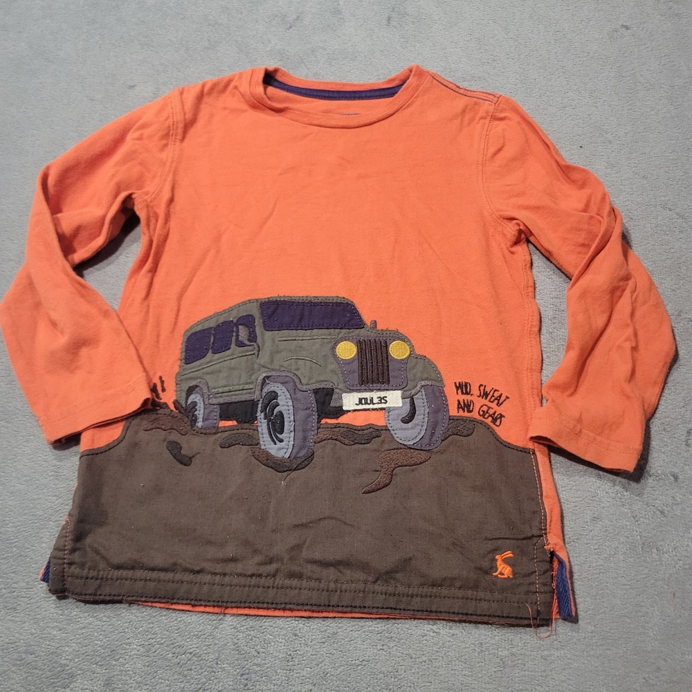 Joules‎ Shirt Boys Orange Mud Sweat and Gears Off-Road Long Sleeve Tee Gorpcore
